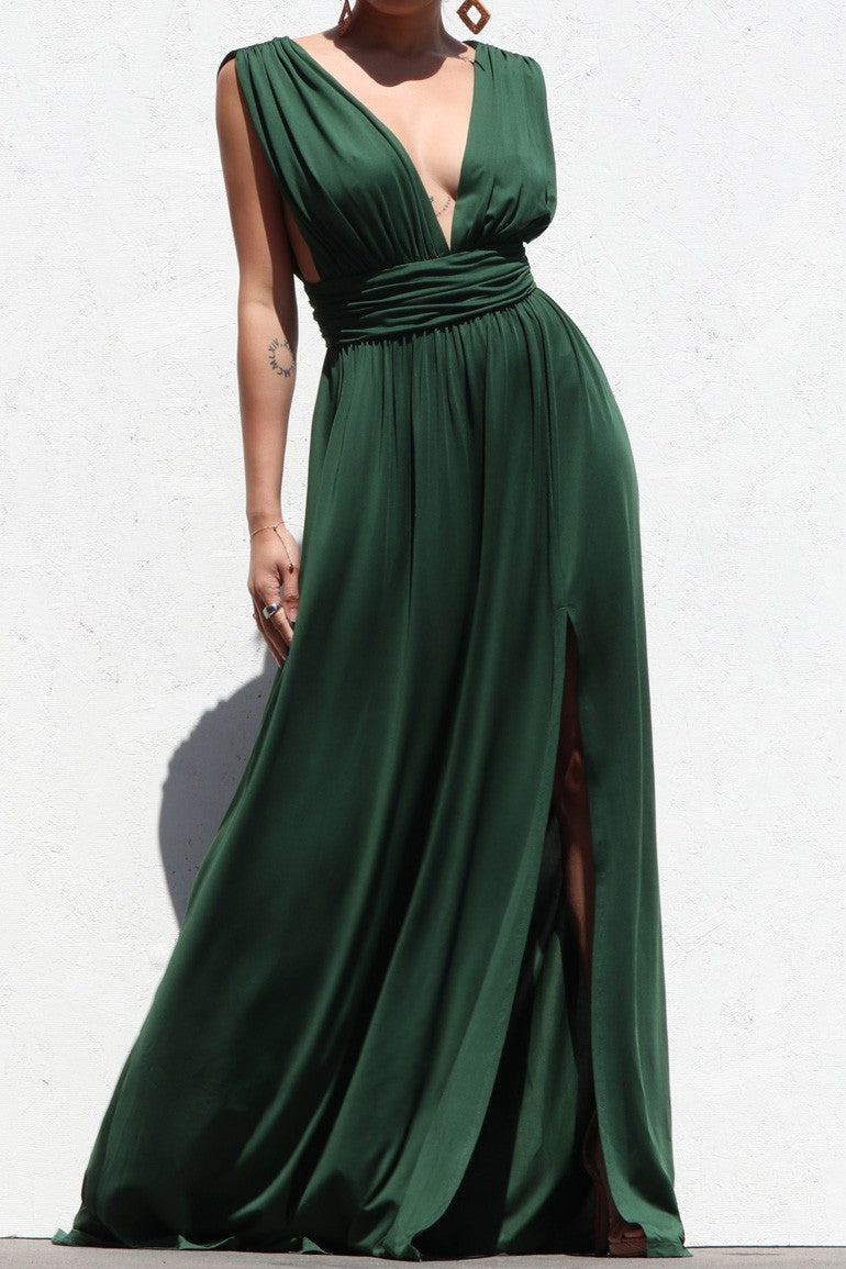 DD3503, VENETIAN DEEP V NECKLINE MAXI DRESS – Dress Day