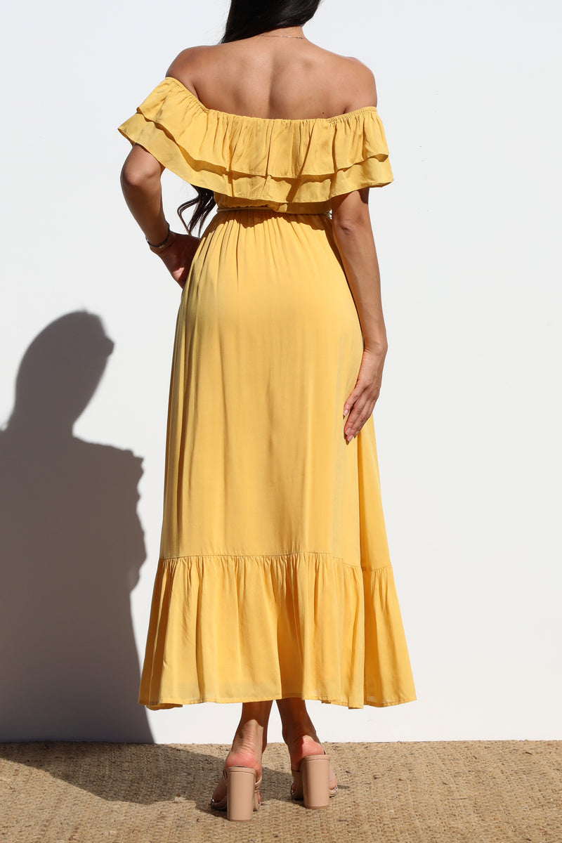 Teacher awd1161 Women's Off Shoulder Ruffle Boat Neck Dress (Model D71) main image 1