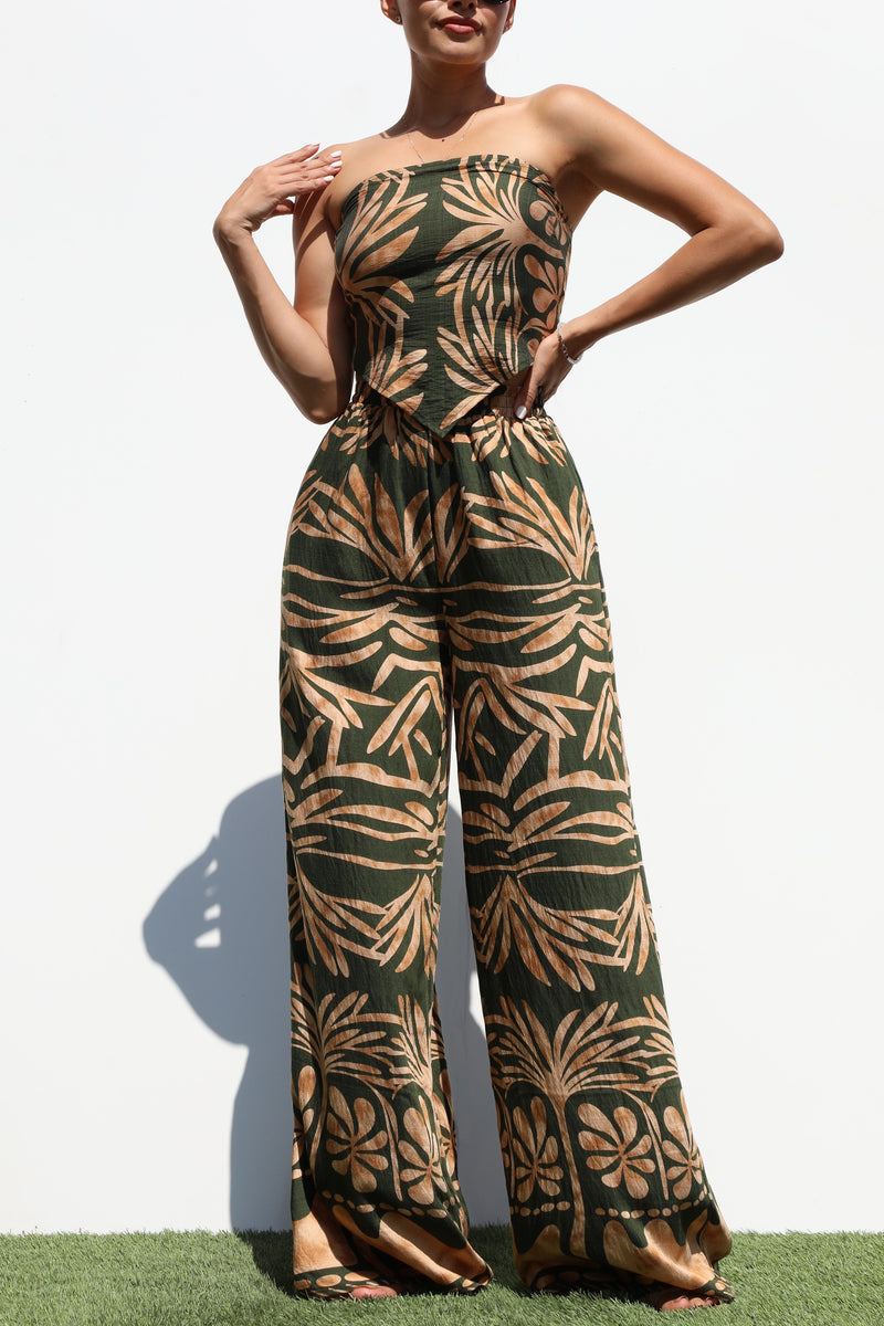 DD7373, PRINTED TUBE TOP AND PANTS SET