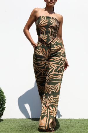 DD7373, PRINTED TUBE TOP AND PANTS SET