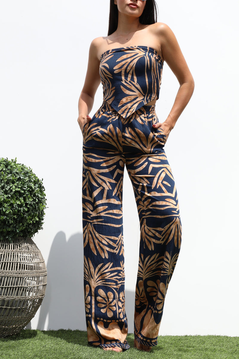 DD7373, PRINTED TUBE TOP AND PANTS SET