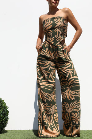 DD7373, PRINTED TUBE TOP AND PANTS SET