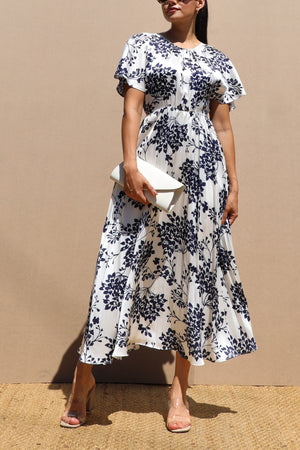 DD7602, PLEATED SATIN MIDI DRESS