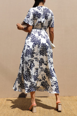 DD7602, PLEATED SATIN MIDI DRESS