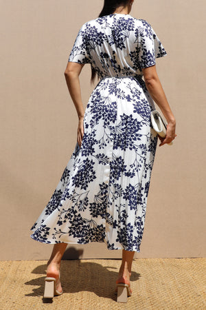 DD7602, PLEATED SATIN MIDI DRESS