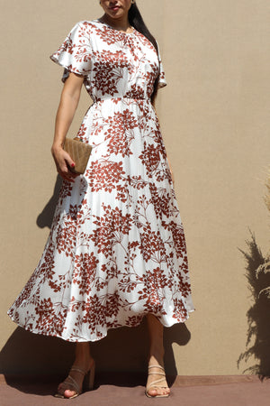 DD7602, PLEATED SATIN MIDI DRESS