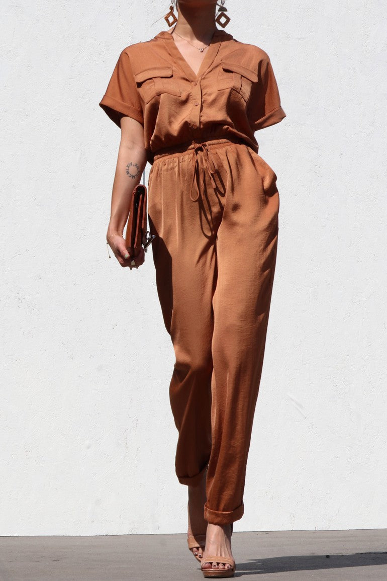 DD3616, BUTTON UP WOVEN JUMPSUIT