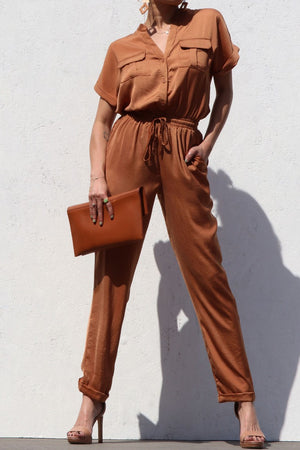 DD3616, BUTTON UP WOVEN JUMPSUIT