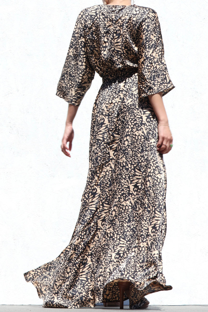 DD3776, TIE-FRONT WOVEN MAXI DRESS