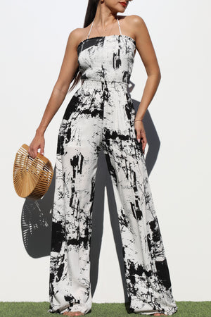 DD4209, TIE DYE SMOCKED TOP WOVEN JUMPSUIT