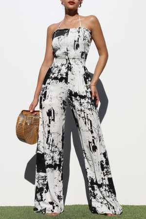 DD4209, TIE DYE SMOCKED TOP WOVEN JUMPSUIT