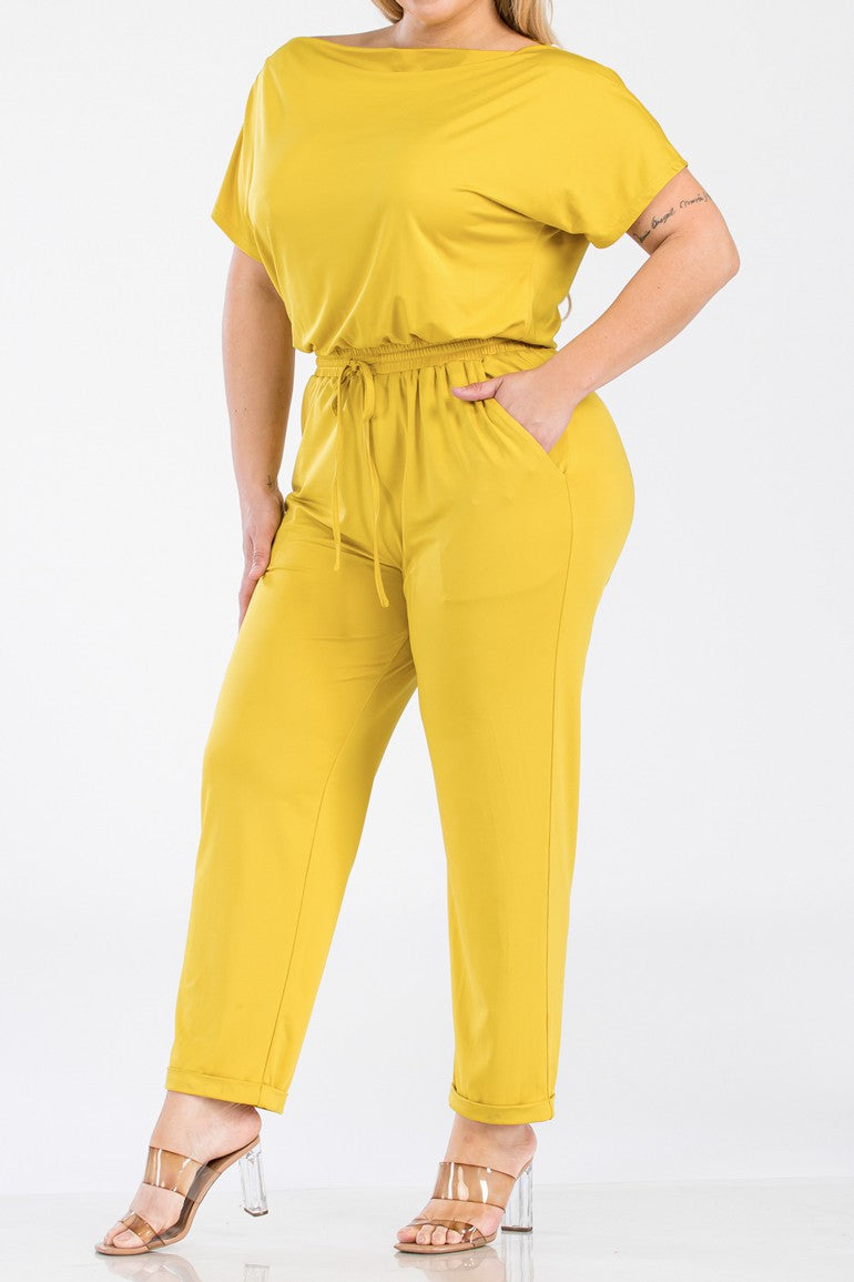 PDD3533, OFF SHOULDER VENETIAN JUMPSUIT