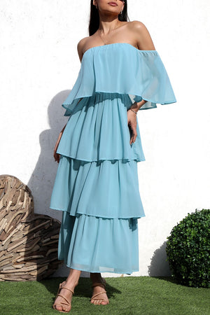 DD4372, OFF SHOULDER WOVEN MIDI DRESS