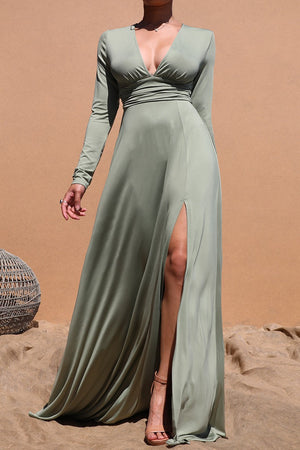 DD3262, V NECK VENETIAN MAXI DRESS