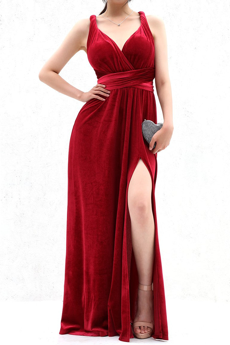 DD4809, MULTIWAY VELVET MAXI DRESS