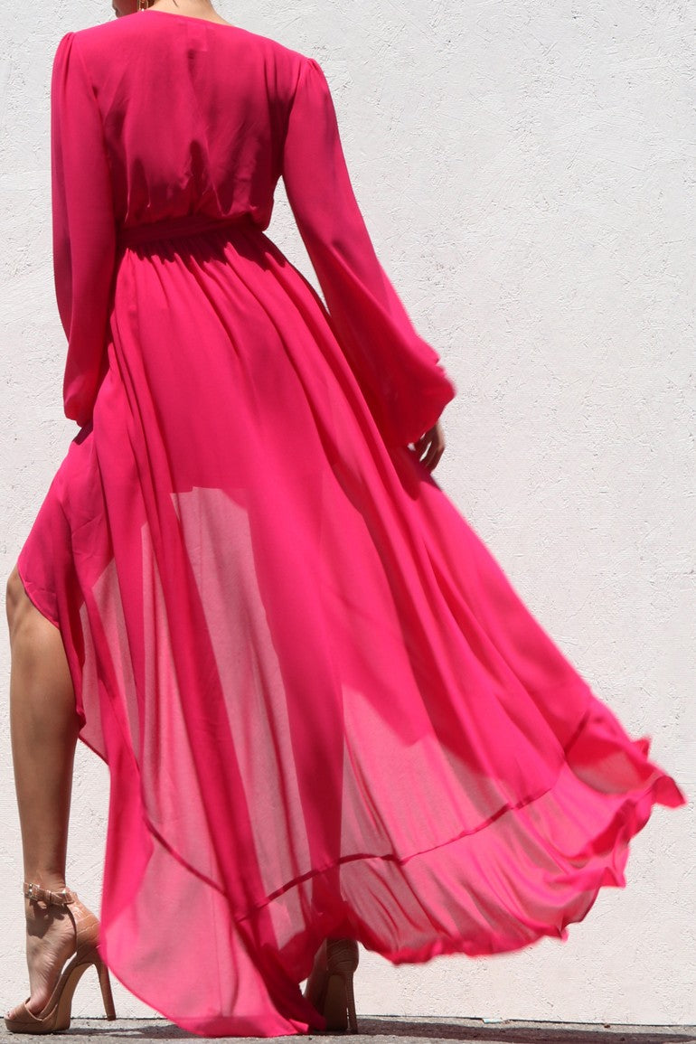 DD3275, V NECK WOVEN MAXI DRESS