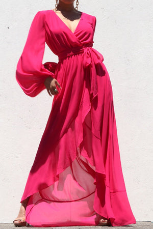 DD3275, V NECK WOVEN MAXI DRESS