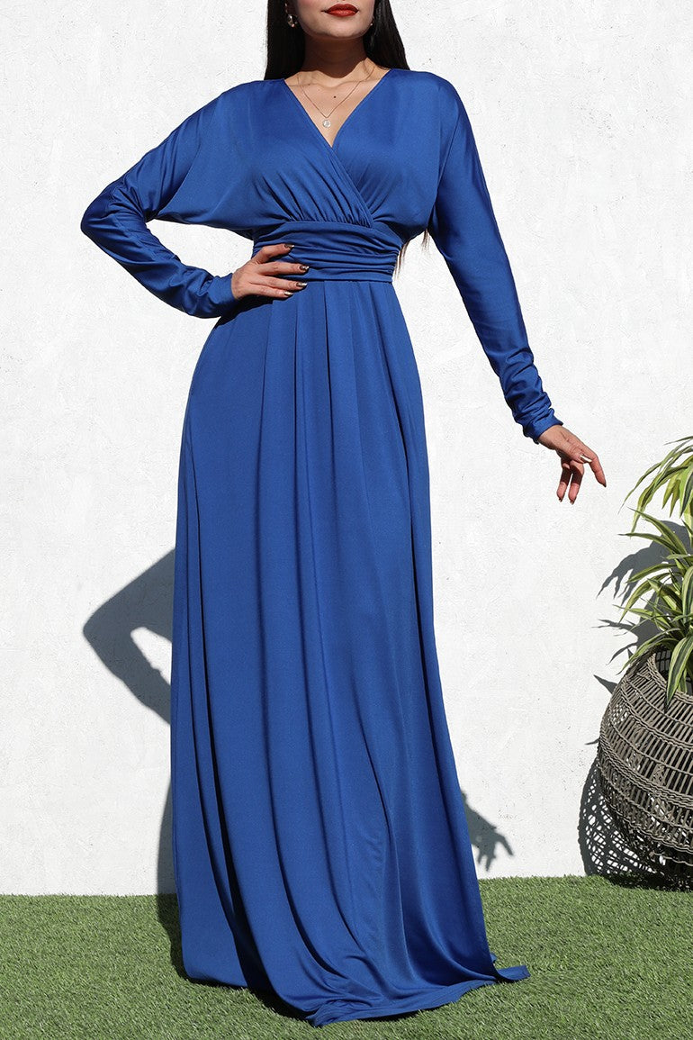 DD4144, DOLMAN SLEEVED VENETIAN MAXI DRESS