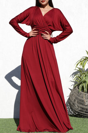 DD4144, DOLMAN SLEEVED VENETIAN MAXI DRESS