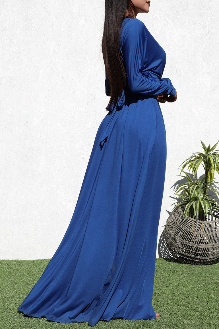 DD4144, DOLMAN SLEEVED VENETIAN MAXI DRESS