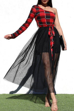 DD3428, PLAID WOVEN DRESS