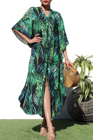 DD8251, PRINTED BUTTON DOWN SHIRT DRESS