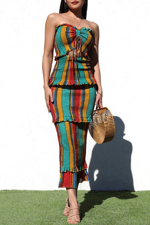 DD8255, PRINTED SMOCKED MIDI DRESS