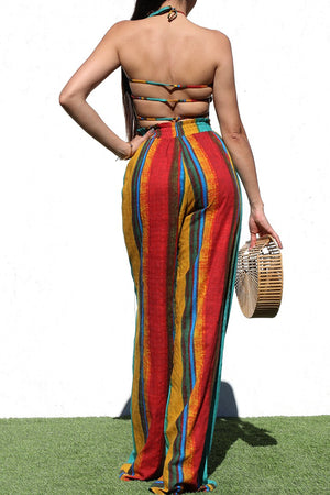 DD8256, PRINTED SMOCKED TOP JUMPSUIT