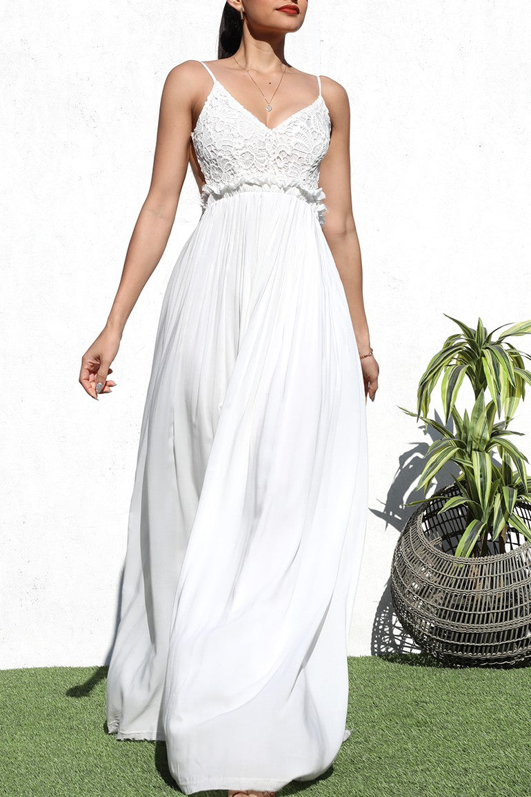 DD1009, LACE TOP WOVEN MAXI DRESS