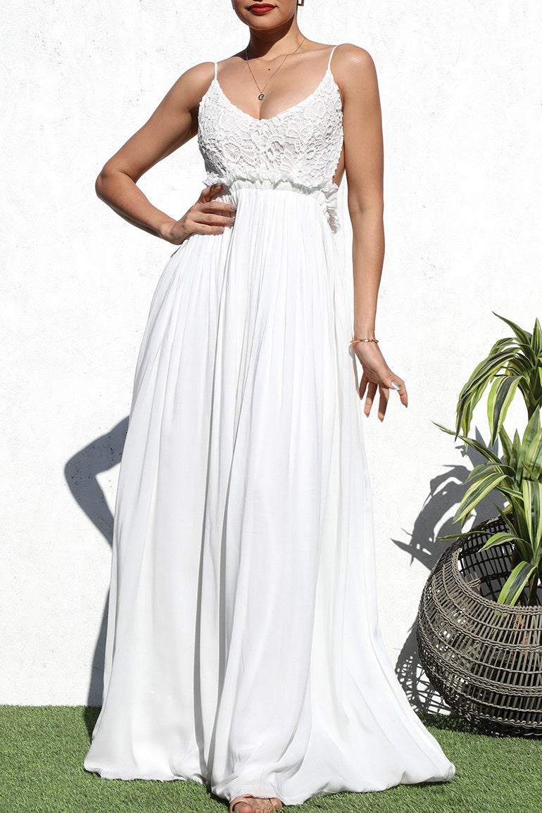 DD1009, LACE TOP WOVEN MAXI DRESS