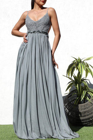 DD1009, LACE TOP WOVEN MAXI DRESS