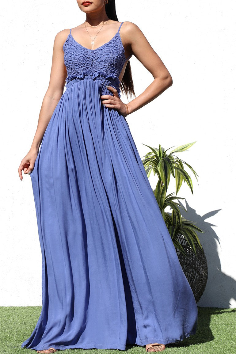 DD1009, LACE TOP WOVEN MAXI DRESS