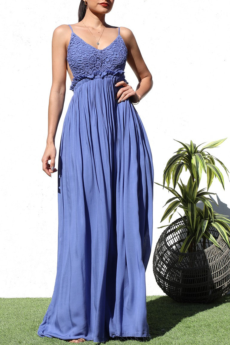 DD1009, LACE TOP WOVEN MAXI DRESS