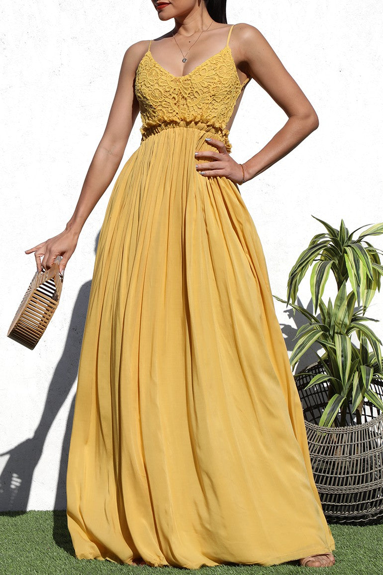 DD1009, LACE TOP WOVEN MAXI DRESS