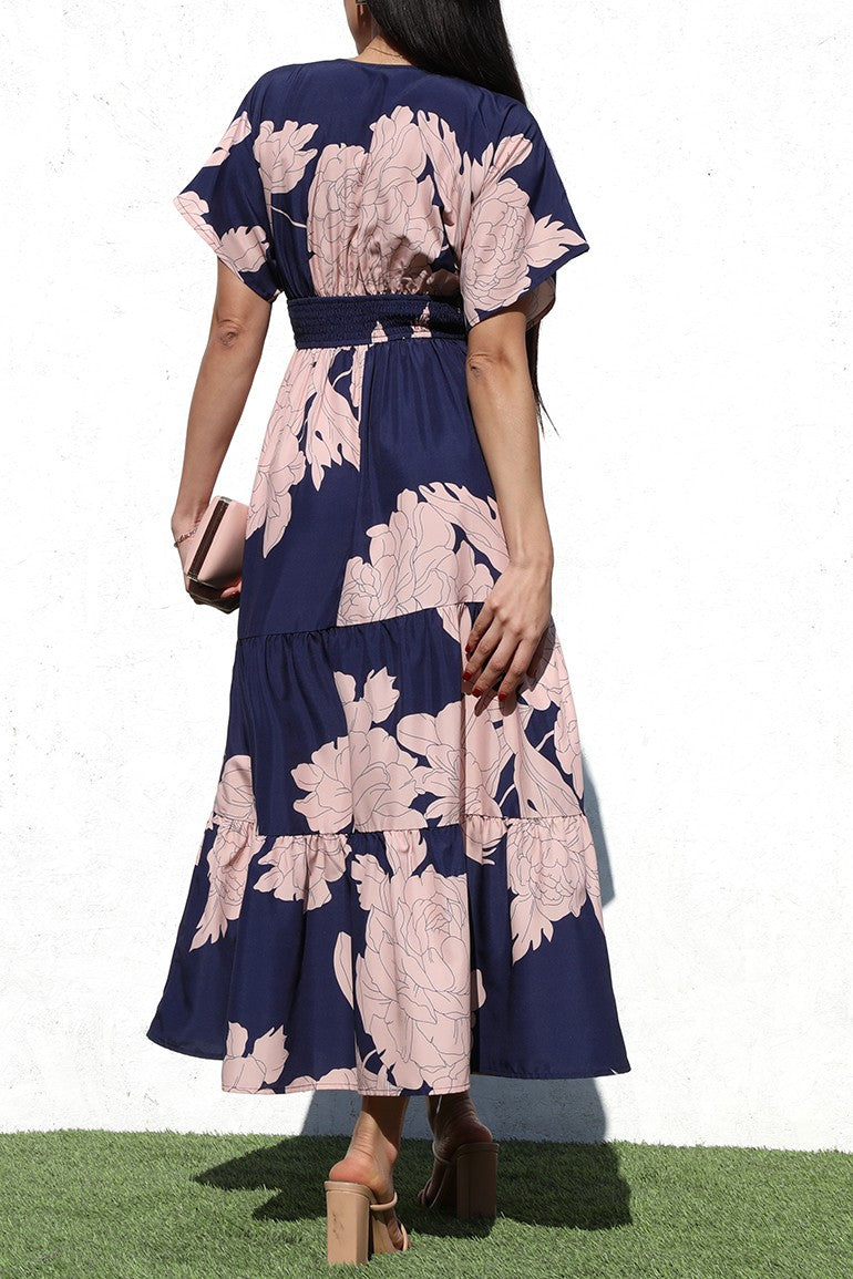 DD6194, PRINTED TIERED WOVEN LONG DRESS