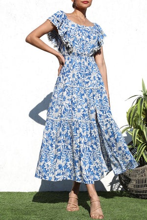 DD6004, PRINTED TIERED WOVEN LONG DRESS