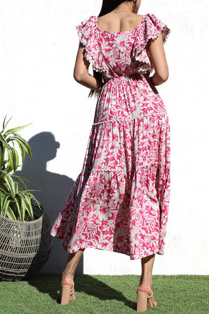 DD6004, PRINTED TIERED WOVEN LONG DRESS