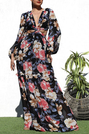 DD3271, LACE UP WOVEN MAXI DRESS