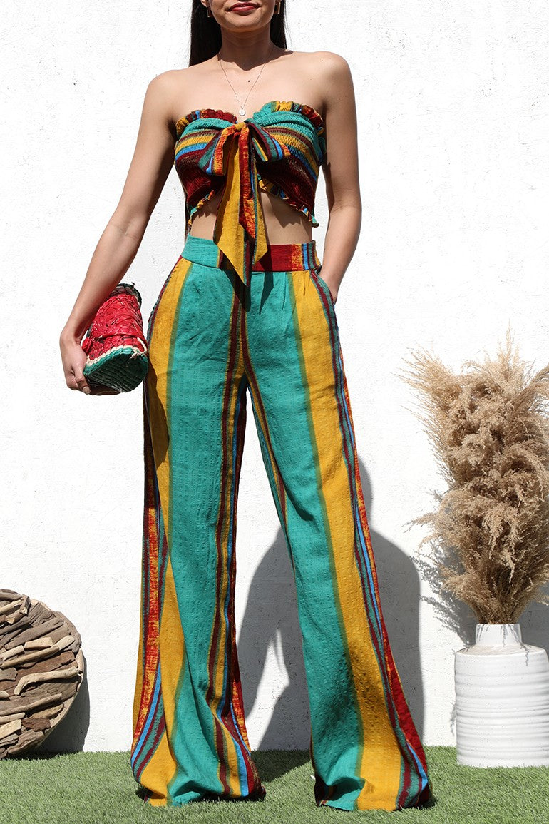 DD3032   , PRINTED WOVEN TOP AND PANT SET