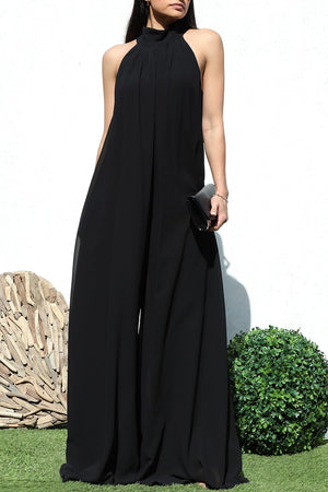 DD7965, LOOSE FIT MOCK NECK FLARE-LEG JUMPSUIT