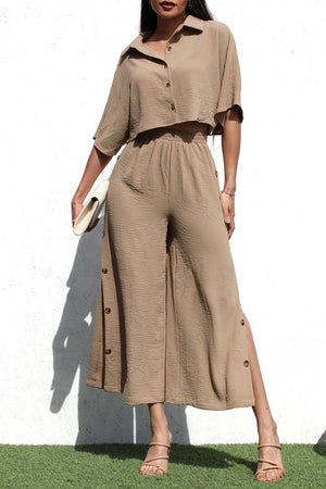 DD6257, BUTTON DOWN WOVEN SHIRT AND PANT SET