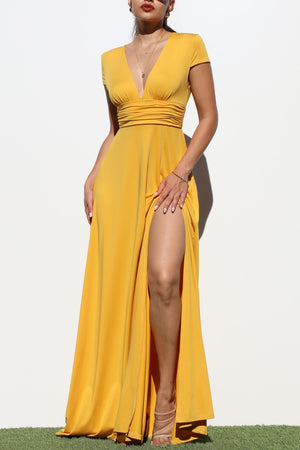 DD1944, V NECK VENETIAN MAXI DRESS