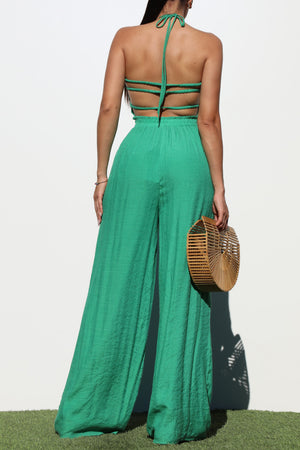 DD1616, SMOCKED TOP WOVEN JUMPSUIT