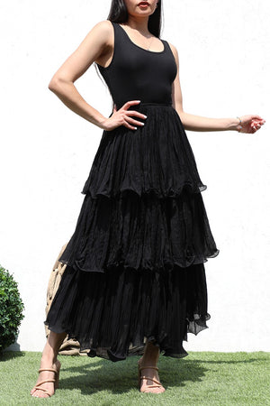 DD7075, TIERED WOVEN LONG DRESS