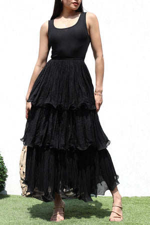 DD7075, TIERED WOVEN LONG DRESS