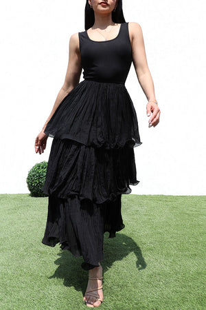 DD7075, TIERED WOVEN LONG DRESS