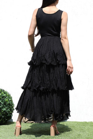 DD7075, TIERED WOVEN LONG DRESS