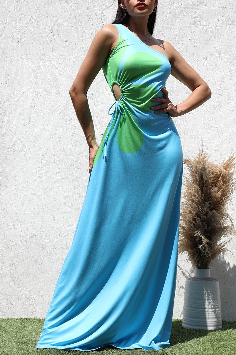 DD7067, PRINTED KNIT MAXI DRESS