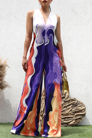 DD8480, PRINTED LOOSE FIT KNIT JUMPSUIT