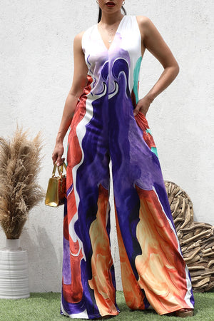DD8480, PRINTED LOOSE FIT KNIT JUMPSUIT
